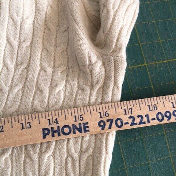 G.H.Bass & Co sz XS cream pullover shawl collar cable knit sweater long sleeve - Picture 4 of 5